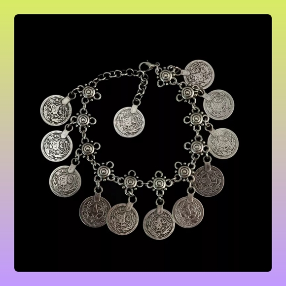 5/25 bohemian silver coin anklet silver unique. Brand new in original package - Picture 4 of 12